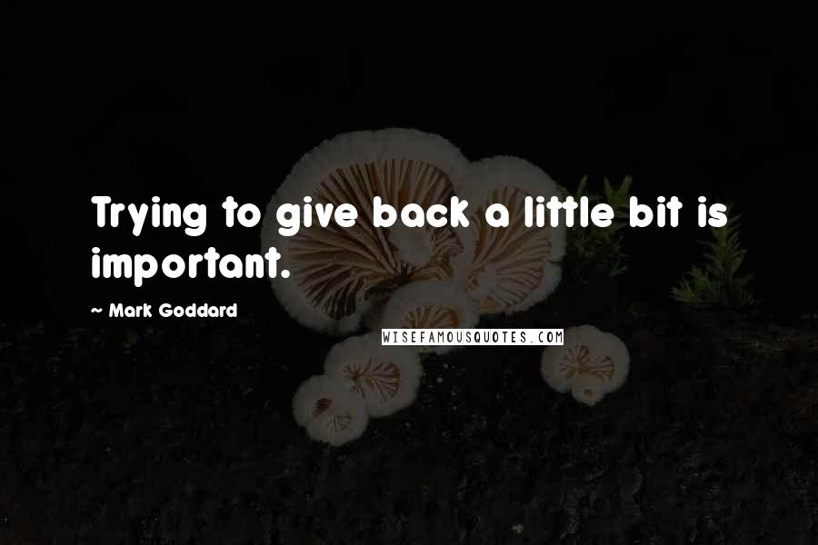 Mark Goddard Quotes: Trying to give back a little bit is important.