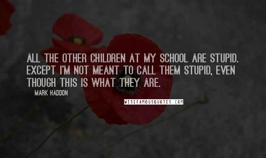 Mark Haddon Quotes: All the other children at my school are stupid. Except I'm not meant to call them stupid, even though this is what they are.