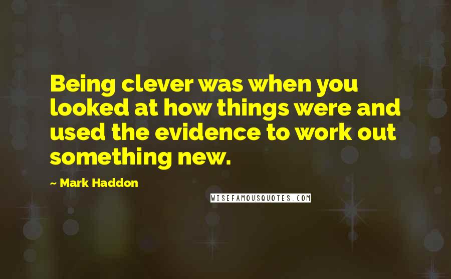 Mark Haddon Quotes: Being clever was when you looked at how things were and used the evidence to work out something new.