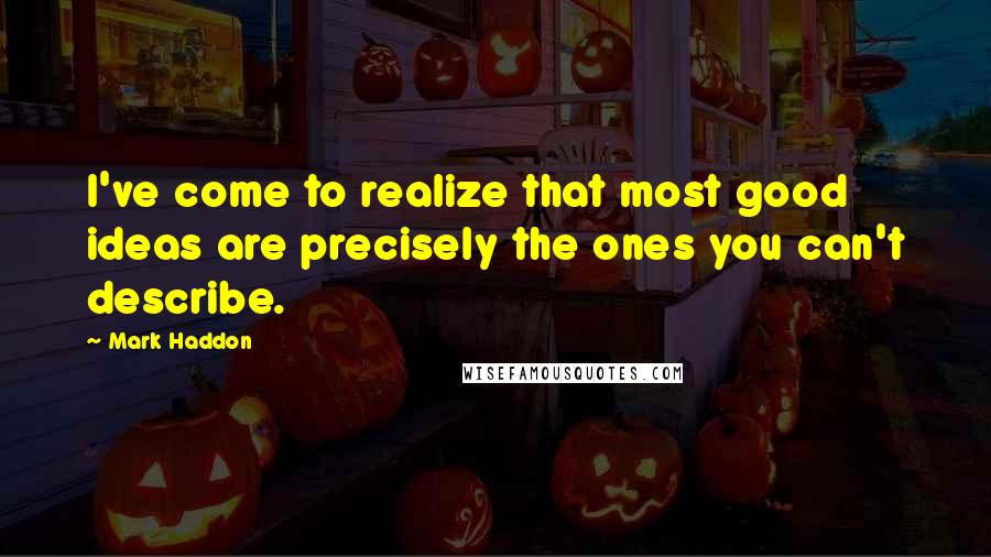 Mark Haddon Quotes: I've come to realize that most good ideas are precisely the ones you can't describe.