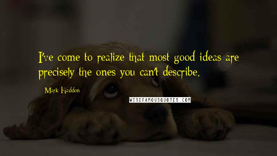 Mark Haddon Quotes: I've come to realize that most good ideas are precisely the ones you can't describe.