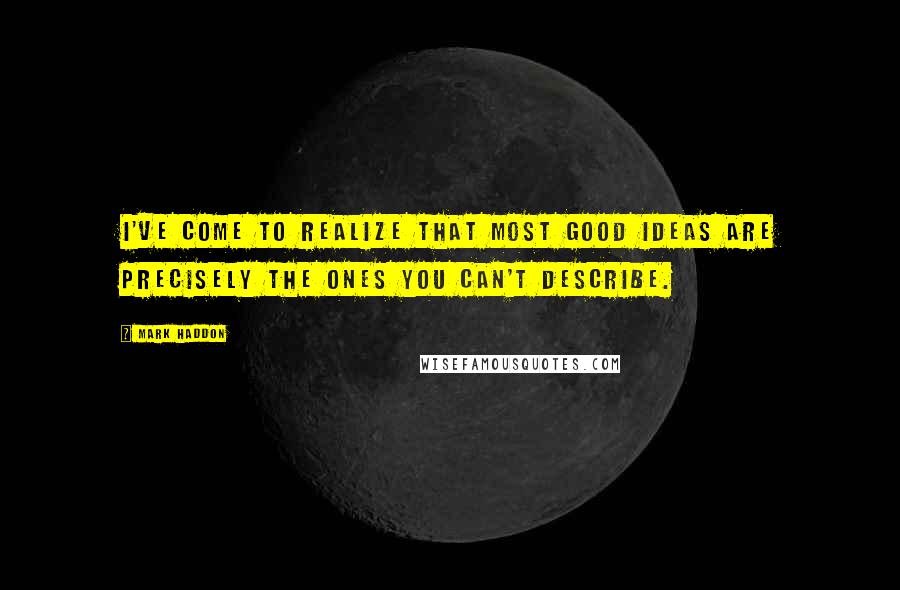 Mark Haddon Quotes: I've come to realize that most good ideas are precisely the ones you can't describe.