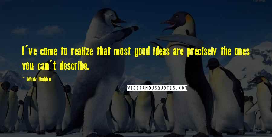 Mark Haddon Quotes: I've come to realize that most good ideas are precisely the ones you can't describe.