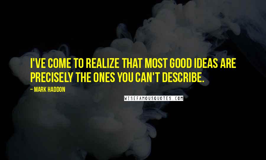 Mark Haddon Quotes: I've come to realize that most good ideas are precisely the ones you can't describe.