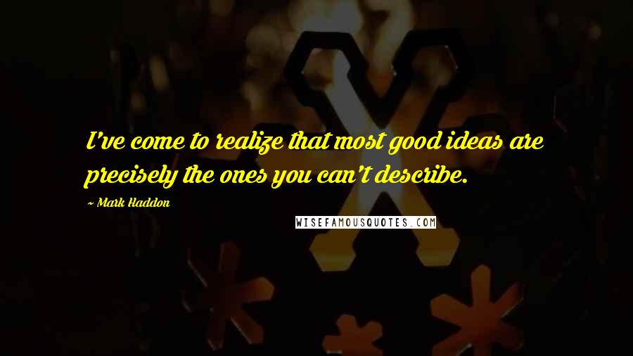 Mark Haddon Quotes: I've come to realize that most good ideas are precisely the ones you can't describe.