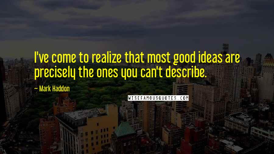 Mark Haddon Quotes: I've come to realize that most good ideas are precisely the ones you can't describe.