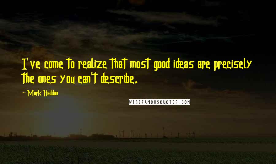 Mark Haddon Quotes: I've come to realize that most good ideas are precisely the ones you can't describe.