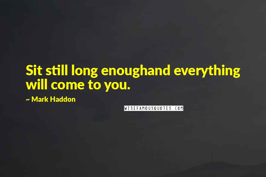 Mark Haddon Quotes: Sit still long enoughand everything will come to you.