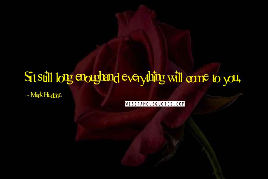 Mark Haddon Quotes: Sit still long enoughand everything will come to you.