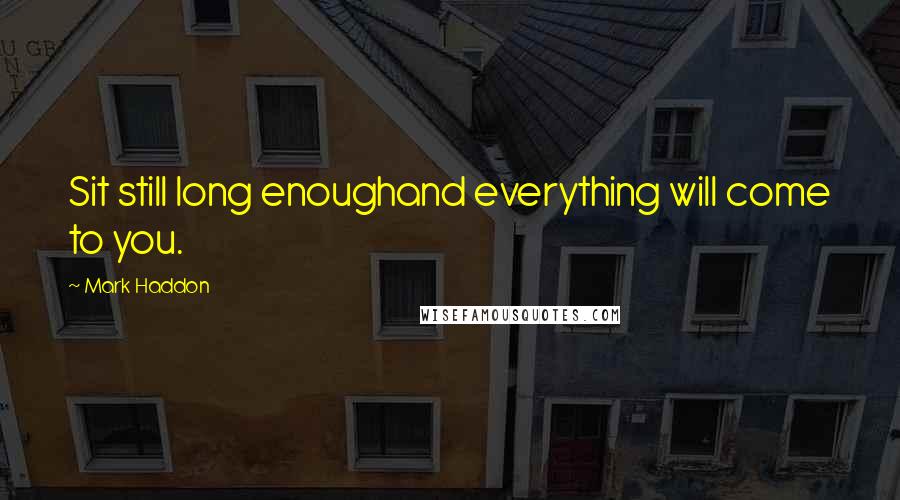 Mark Haddon Quotes: Sit still long enoughand everything will come to you.