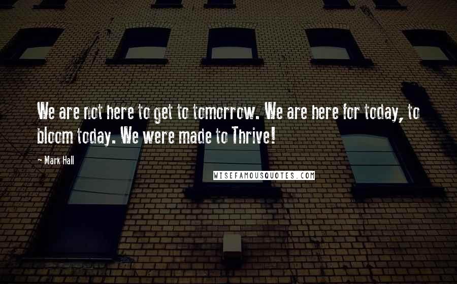 Mark Hall Quotes: We are not here to get to tomorrow. We are here for today, to bloom today. We were made to Thrive!