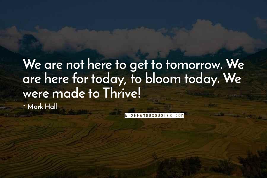 Mark Hall Quotes: We are not here to get to tomorrow. We are here for today, to bloom today. We were made to Thrive!