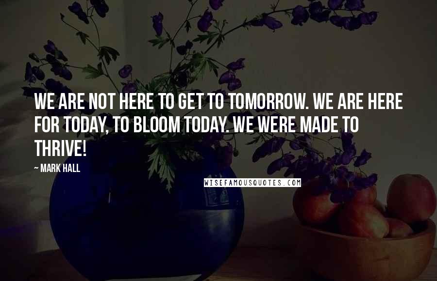 Mark Hall Quotes: We are not here to get to tomorrow. We are here for today, to bloom today. We were made to Thrive!
