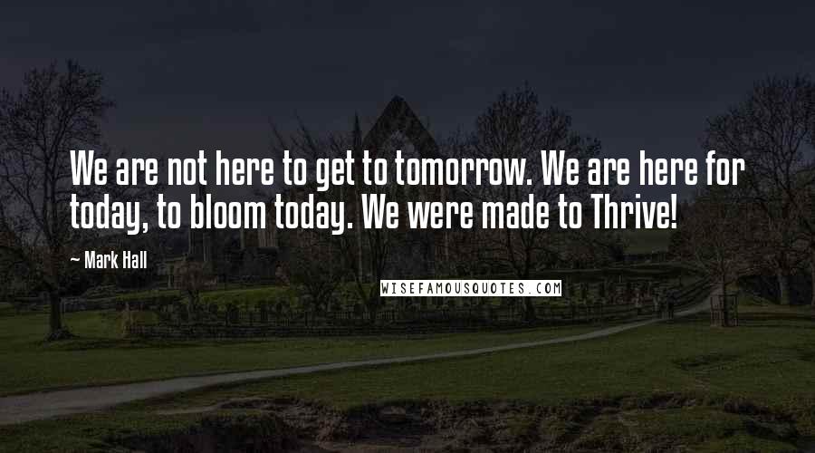 Mark Hall Quotes: We are not here to get to tomorrow. We are here for today, to bloom today. We were made to Thrive!