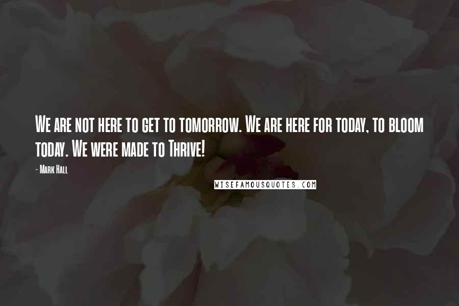 Mark Hall Quotes: We are not here to get to tomorrow. We are here for today, to bloom today. We were made to Thrive!