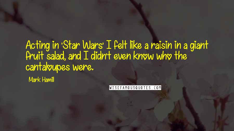 Mark Hamill Quotes: Acting in 'Star Wars' I felt like a raisin in a giant fruit salad, and I didn't even know who the cantaloupes were.