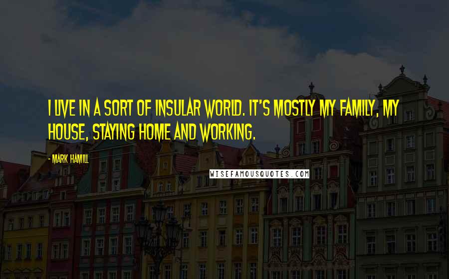 Mark Hamill Quotes: I live in a sort of insular world. It's mostly my family, my house, staying home and working.