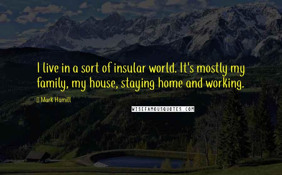 Mark Hamill Quotes: I live in a sort of insular world. It's mostly my family, my house, staying home and working.