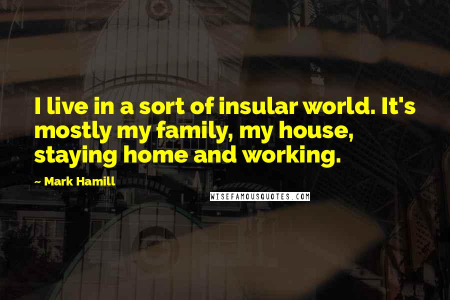 Mark Hamill Quotes: I live in a sort of insular world. It's mostly my family, my house, staying home and working.