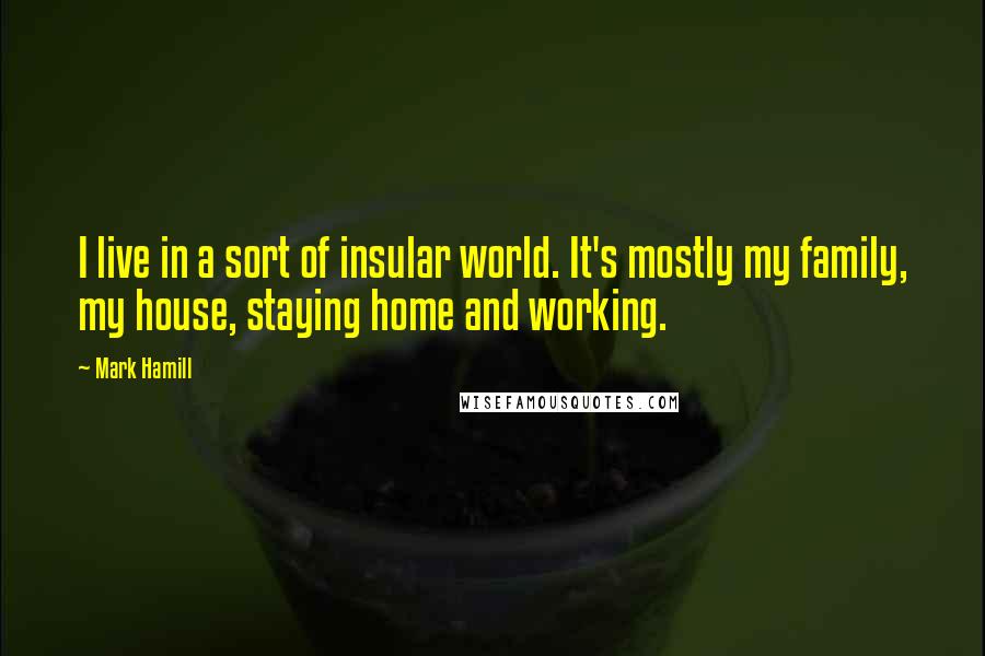 Mark Hamill Quotes: I live in a sort of insular world. It's mostly my family, my house, staying home and working.