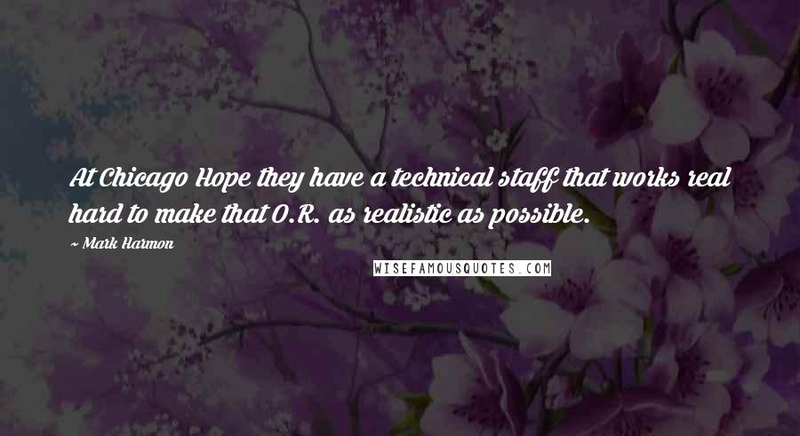 Mark Harmon Quotes: At Chicago Hope they have a technical staff that works real hard to make that O.R. as realistic as possible.