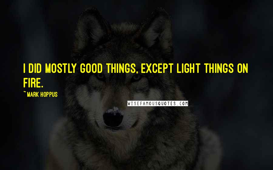 Mark Hoppus Quotes: I did mostly good things, except light things on fire.