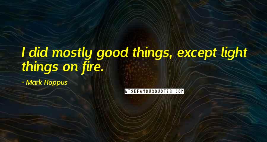 Mark Hoppus Quotes: I did mostly good things, except light things on fire.