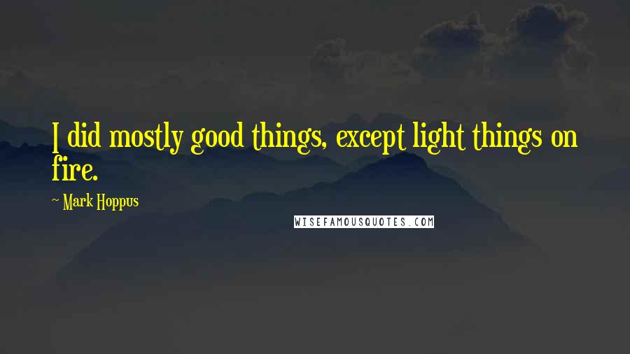 Mark Hoppus Quotes: I did mostly good things, except light things on fire.