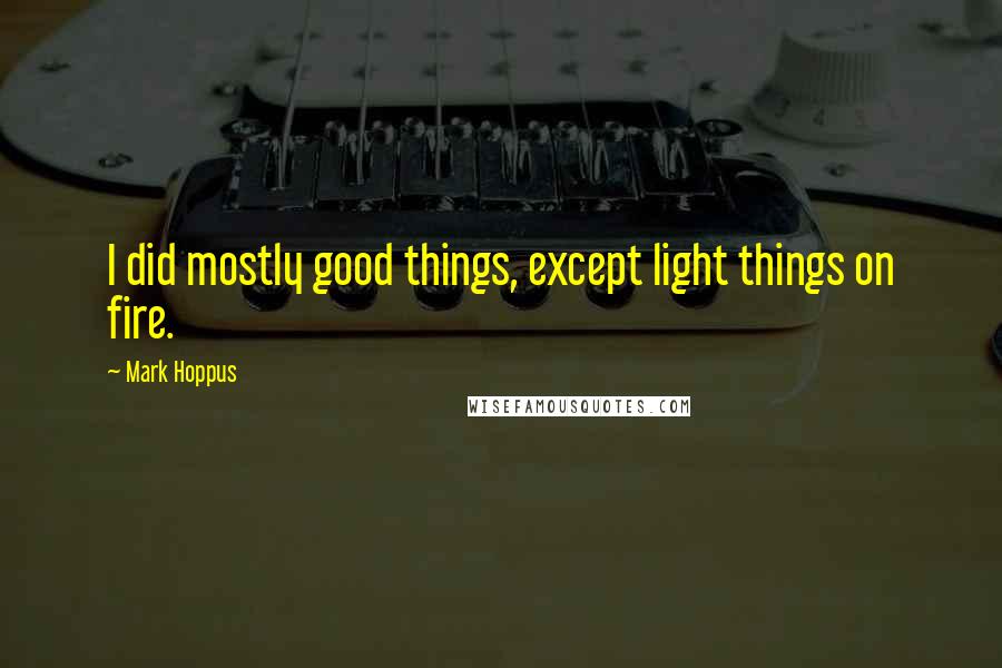 Mark Hoppus Quotes: I did mostly good things, except light things on fire.