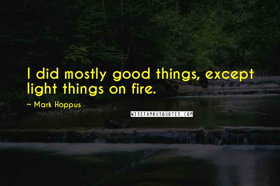 Mark Hoppus Quotes: I did mostly good things, except light things on fire.