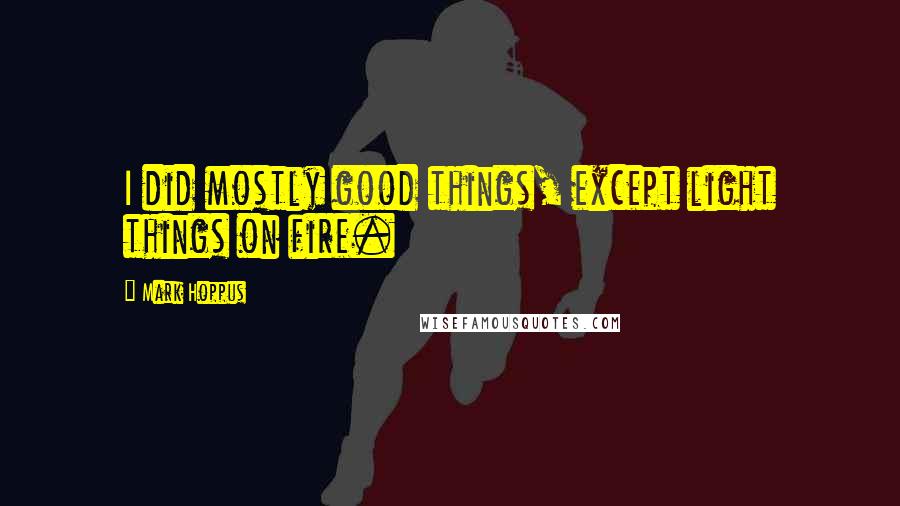 Mark Hoppus Quotes: I did mostly good things, except light things on fire.