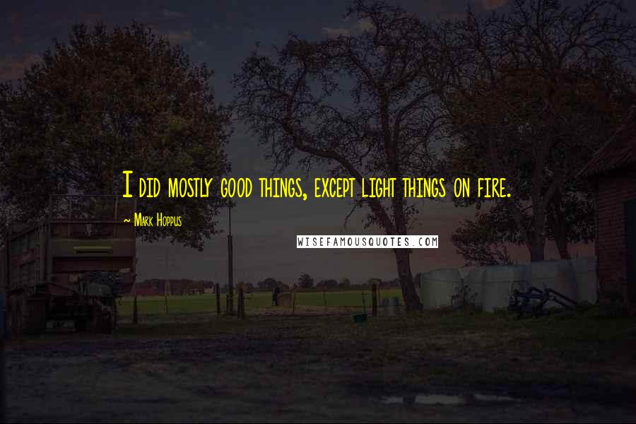 Mark Hoppus Quotes: I did mostly good things, except light things on fire.