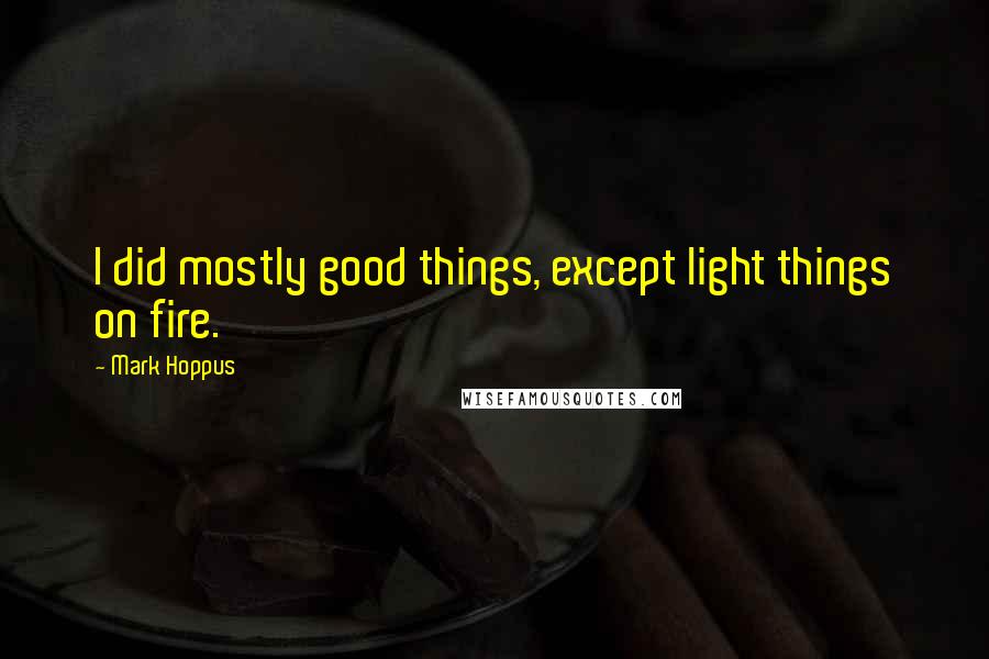 Mark Hoppus Quotes: I did mostly good things, except light things on fire.
