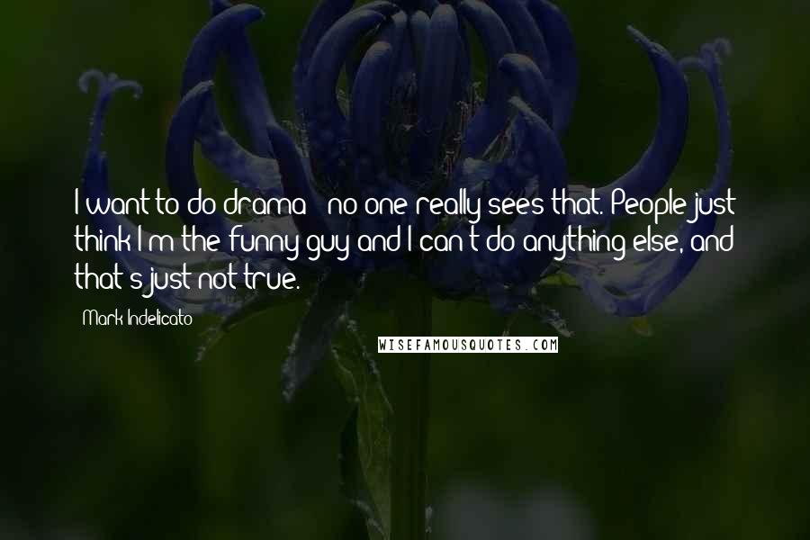 Mark Indelicato Quotes: I want to do drama - no one really sees that. People just think I'm the funny guy and I can't do anything else, and that's just not true.