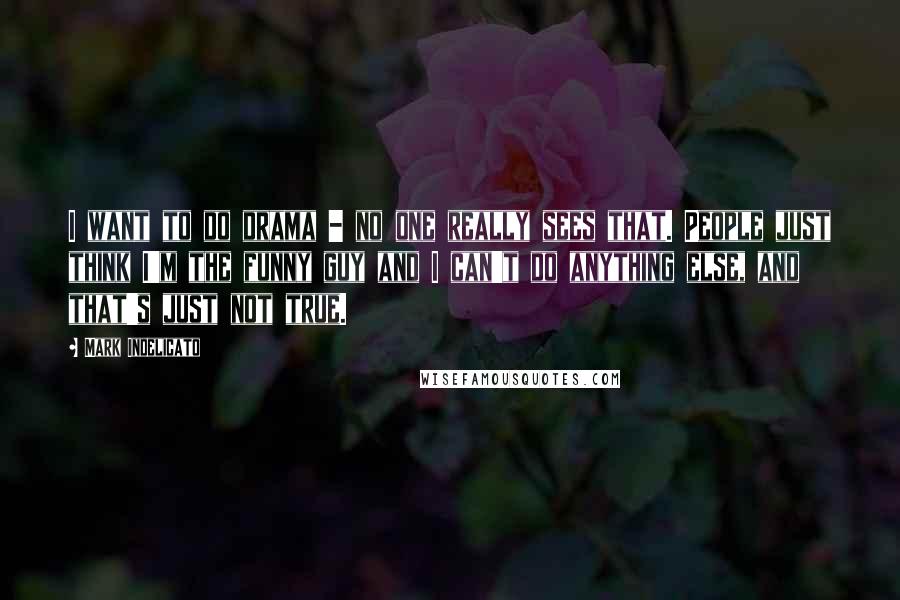 Mark Indelicato Quotes: I want to do drama - no one really sees that. People just think I'm the funny guy and I can't do anything else, and that's just not true.