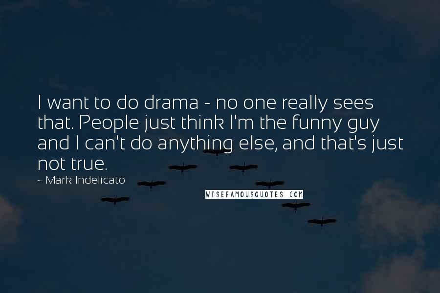 Mark Indelicato Quotes: I want to do drama - no one really sees that. People just think I'm the funny guy and I can't do anything else, and that's just not true.