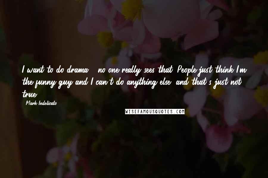 Mark Indelicato Quotes: I want to do drama - no one really sees that. People just think I'm the funny guy and I can't do anything else, and that's just not true.