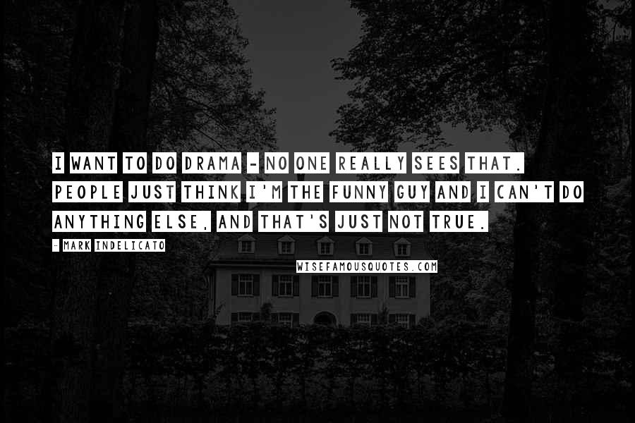 Mark Indelicato Quotes: I want to do drama - no one really sees that. People just think I'm the funny guy and I can't do anything else, and that's just not true.