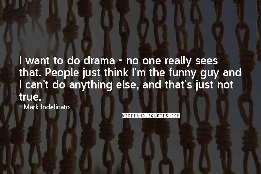 Mark Indelicato Quotes: I want to do drama - no one really sees that. People just think I'm the funny guy and I can't do anything else, and that's just not true.