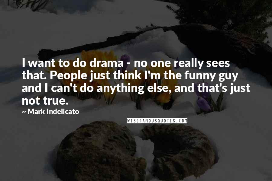 Mark Indelicato Quotes: I want to do drama - no one really sees that. People just think I'm the funny guy and I can't do anything else, and that's just not true.