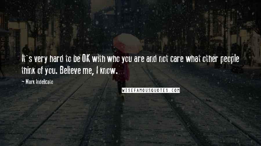 Mark Indelicato Quotes: It's very hard to be OK with who you are and not care what other people think of you. Believe me, I know.