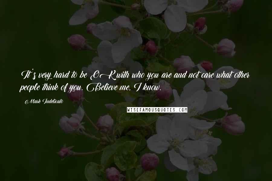 Mark Indelicato Quotes: It's very hard to be OK with who you are and not care what other people think of you. Believe me, I know.
