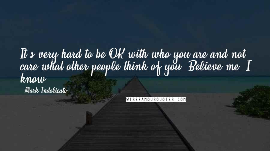 Mark Indelicato Quotes: It's very hard to be OK with who you are and not care what other people think of you. Believe me, I know.