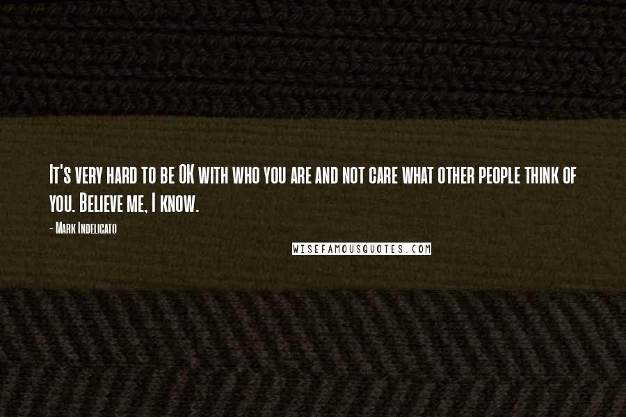 Mark Indelicato Quotes: It's very hard to be OK with who you are and not care what other people think of you. Believe me, I know.