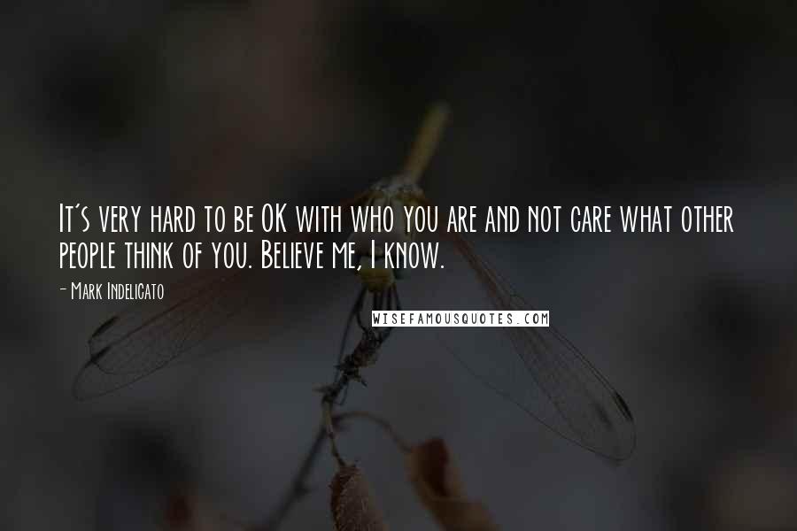 Mark Indelicato Quotes: It's very hard to be OK with who you are and not care what other people think of you. Believe me, I know.