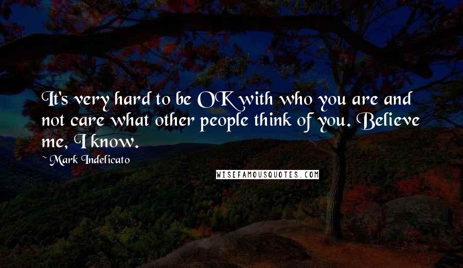 Mark Indelicato Quotes: It's very hard to be OK with who you are and not care what other people think of you. Believe me, I know.