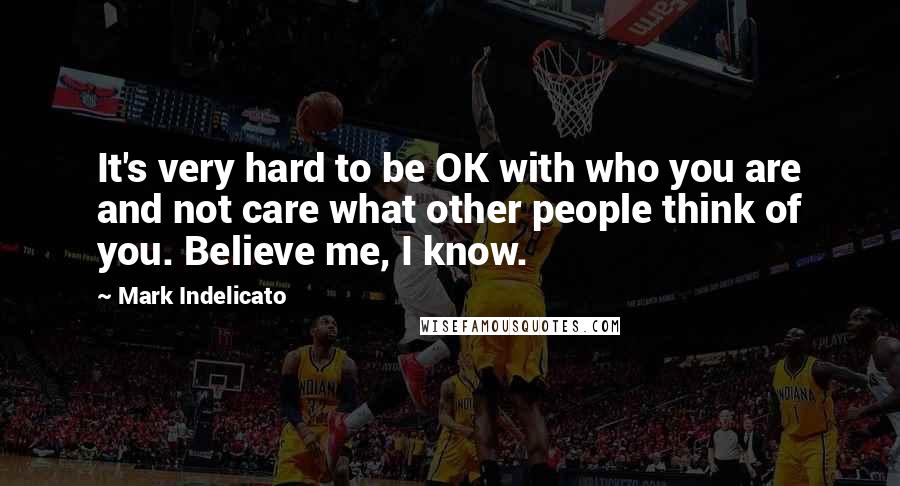 Mark Indelicato Quotes: It's very hard to be OK with who you are and not care what other people think of you. Believe me, I know.