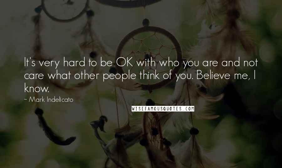 Mark Indelicato Quotes: It's very hard to be OK with who you are and not care what other people think of you. Believe me, I know.