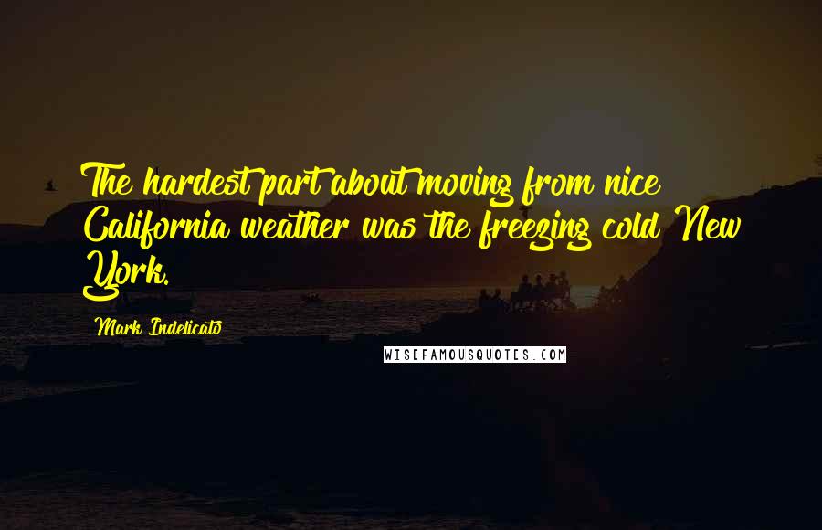 Mark Indelicato Quotes: The hardest part about moving from nice California weather was the freezing cold New York.