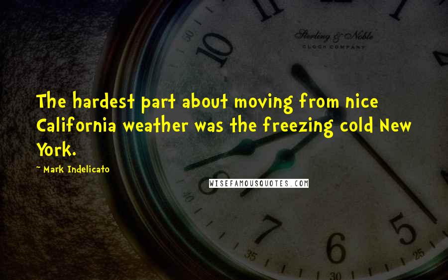 Mark Indelicato Quotes: The hardest part about moving from nice California weather was the freezing cold New York.